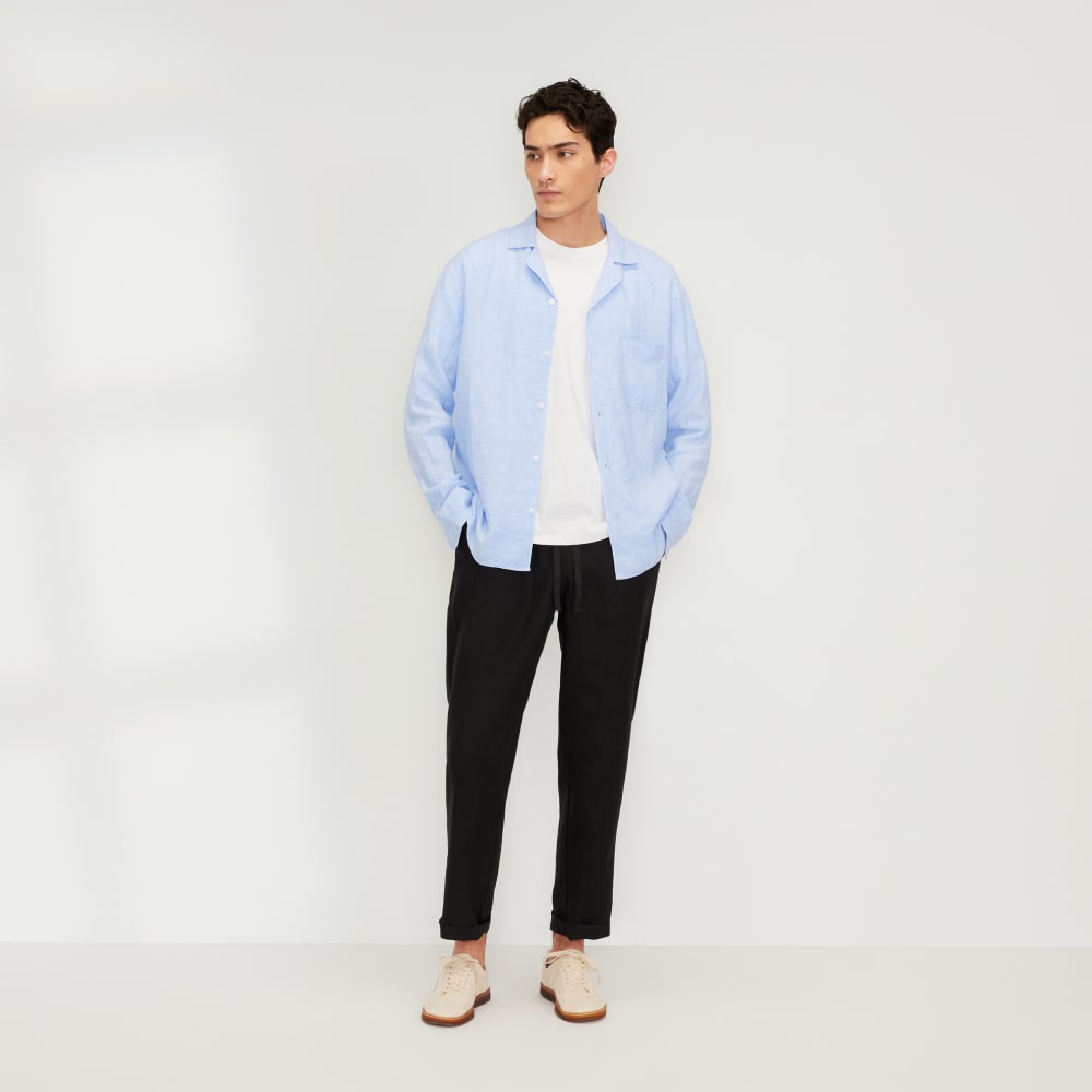 The Relaxed Linen Long-Sleeve Shirt | Light Blue - Image 7