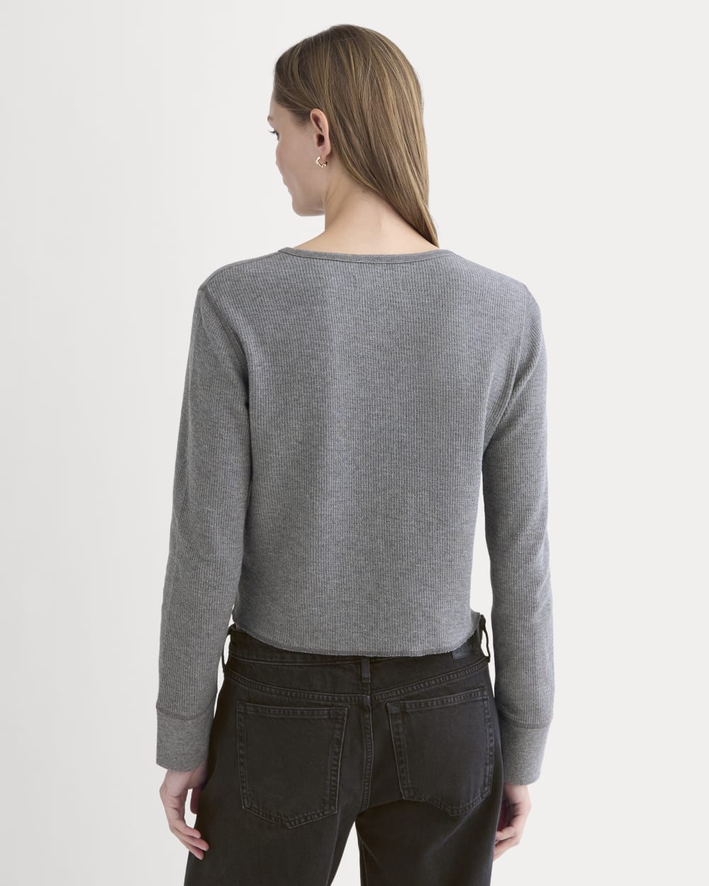 Boxy Henley in Cozy Waffle | Heathered Charcoal - Image 5