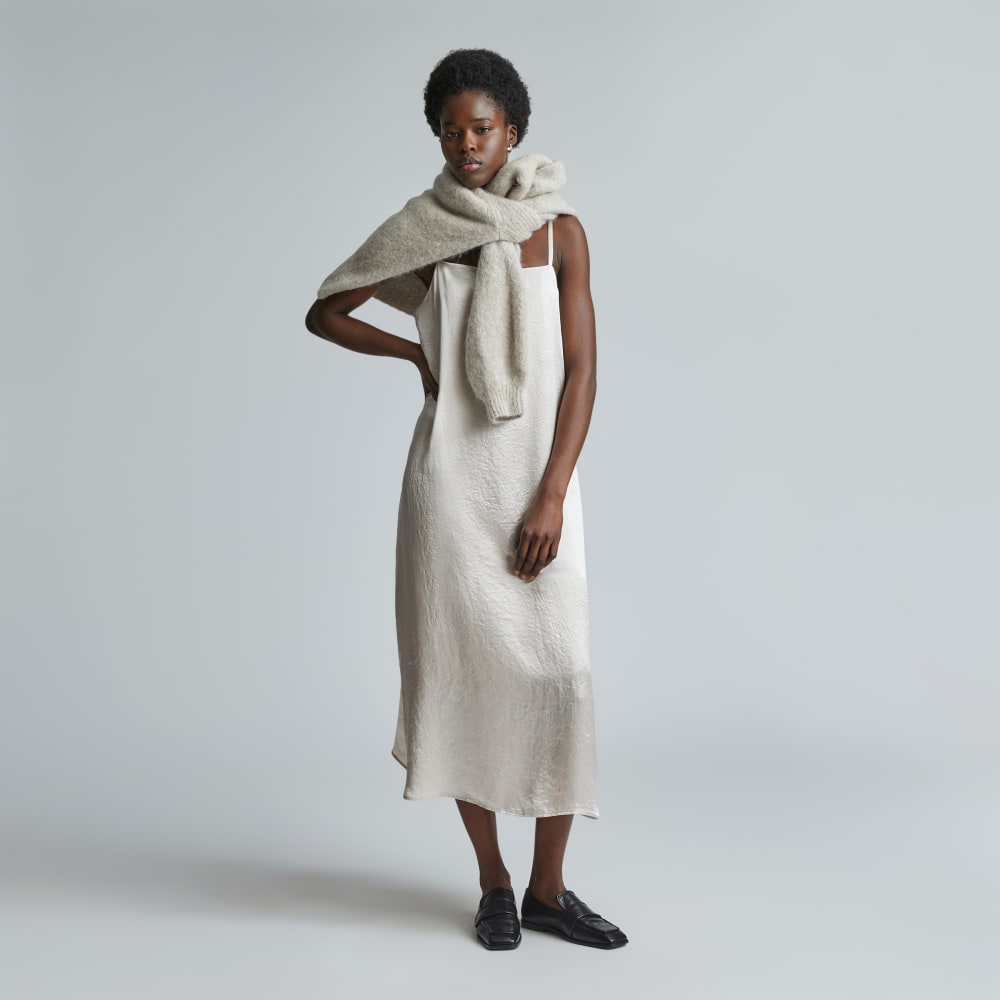 The Satin Square-Neck Slip Dress | Cream - Image 6