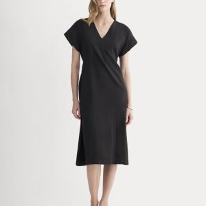 The Tie-Back Dress in Stretch Linen | Black