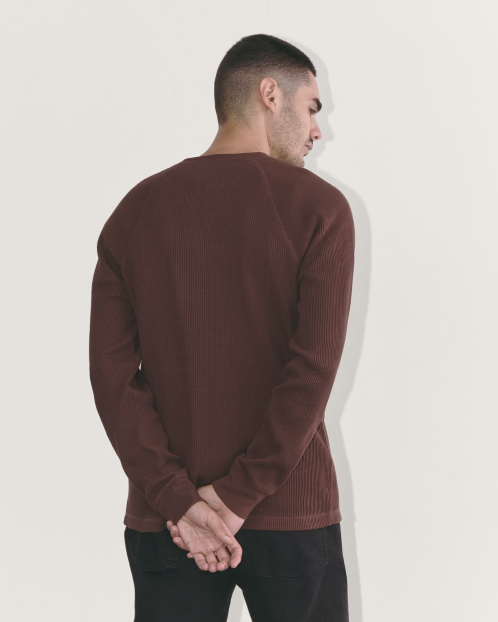 The Waffle Long-Sleeve Henley | Dark Mahogany - Image 5