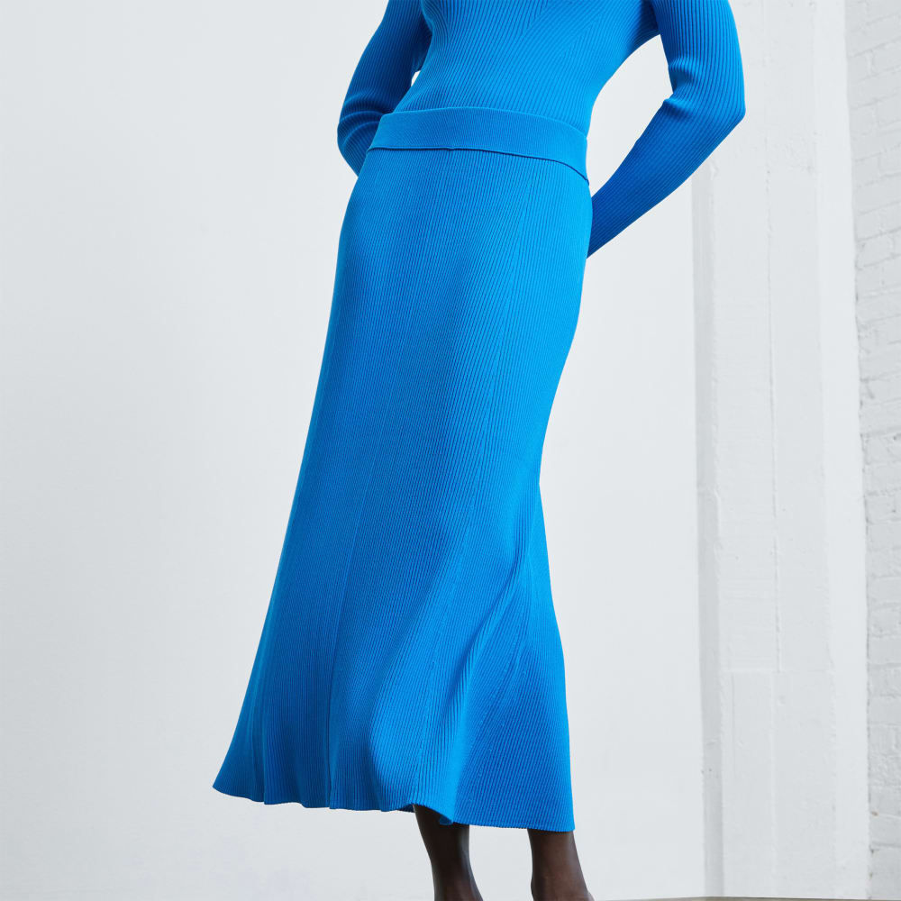 The Ribbed Knit Skirt | Brilliant Blue - Image 5