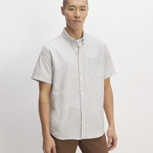 The Organic Short Sleeve Oxford Shirt | Charcoal / White