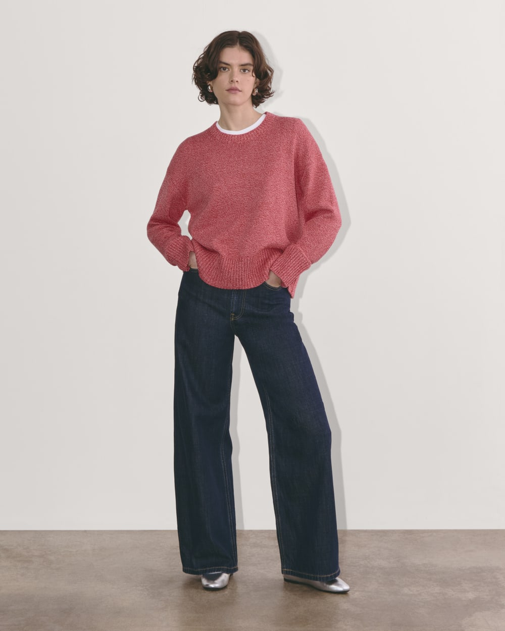 The Boxy Sweater in Everyday Cotton | Pink Peony / Classic Red - Image 4