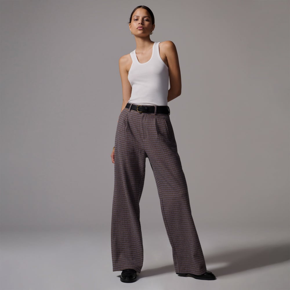 The ReWool® Way-High Drape Pant | Blue / Brown Houndstooth - Image 6