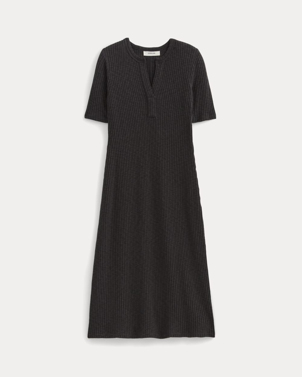 The Rib-Knit Henley Dress | Black - Image 2