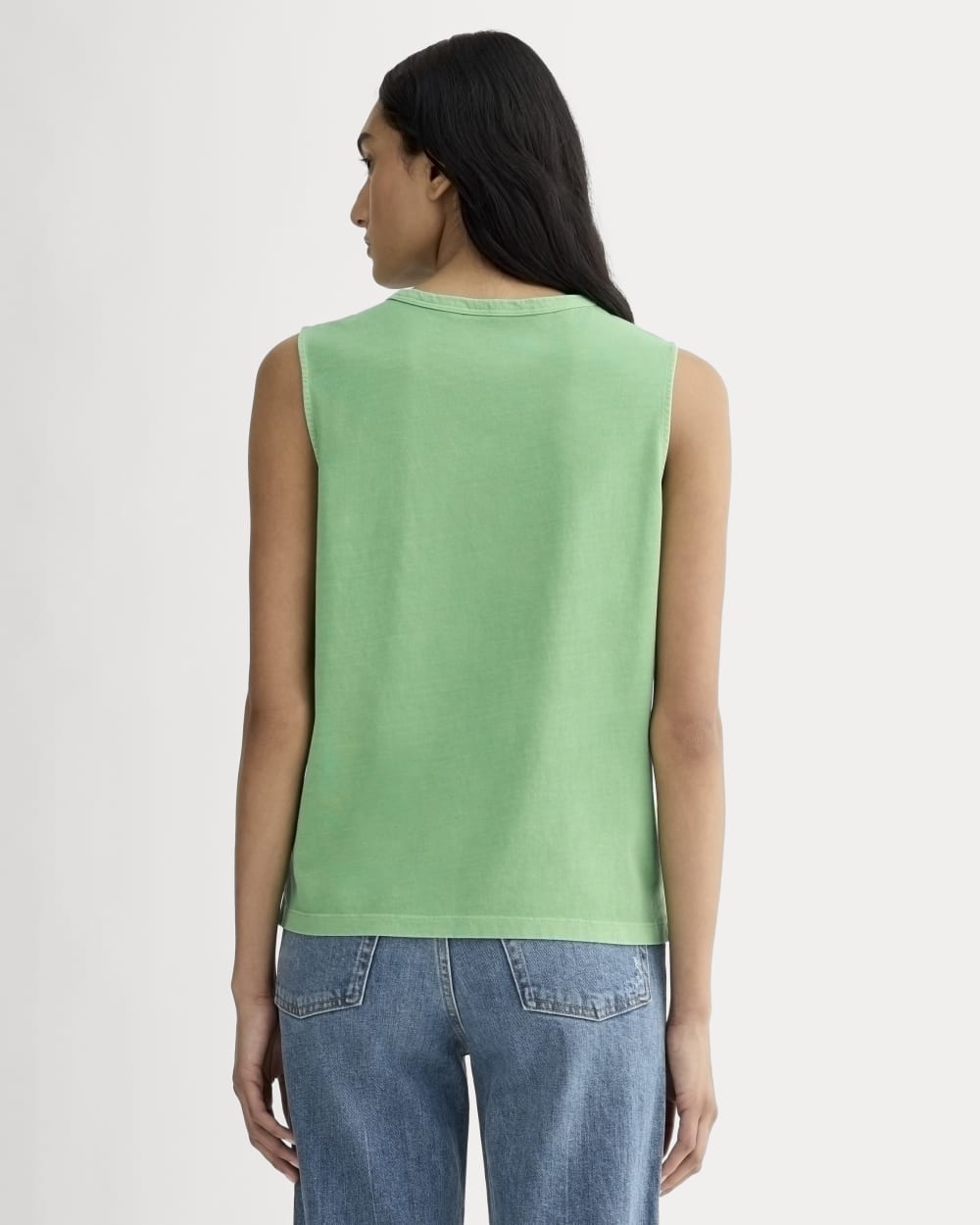 The Boyfriend Tank in Essential Cotton | Green Garment Dye - Image 4