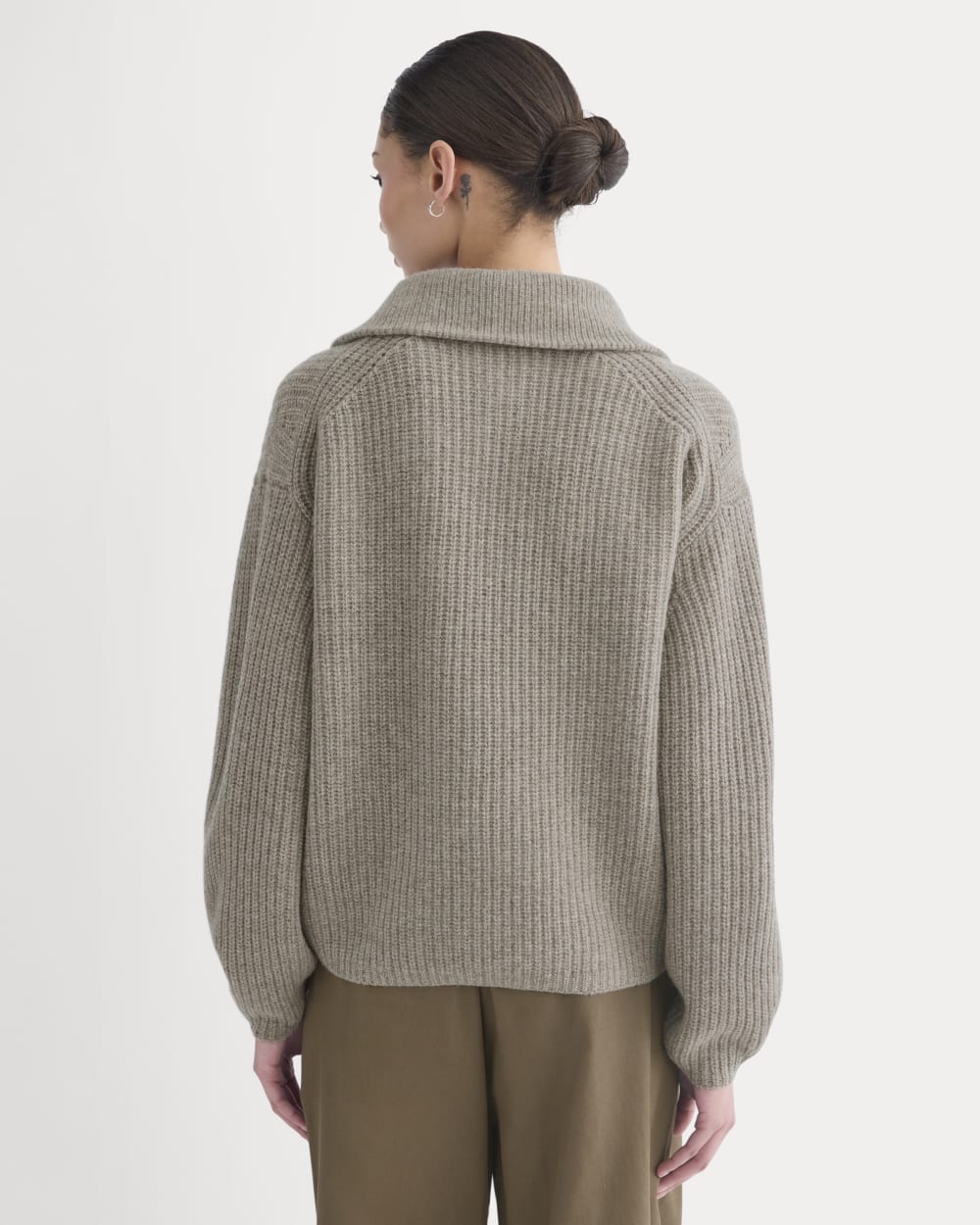 Half-Zip Sweater in Luxe Merino | Heather Soft Taupe - Image 5