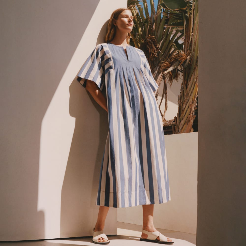 The Poplin Caftan Dress | Mazarine Blue / Bone - Image 7