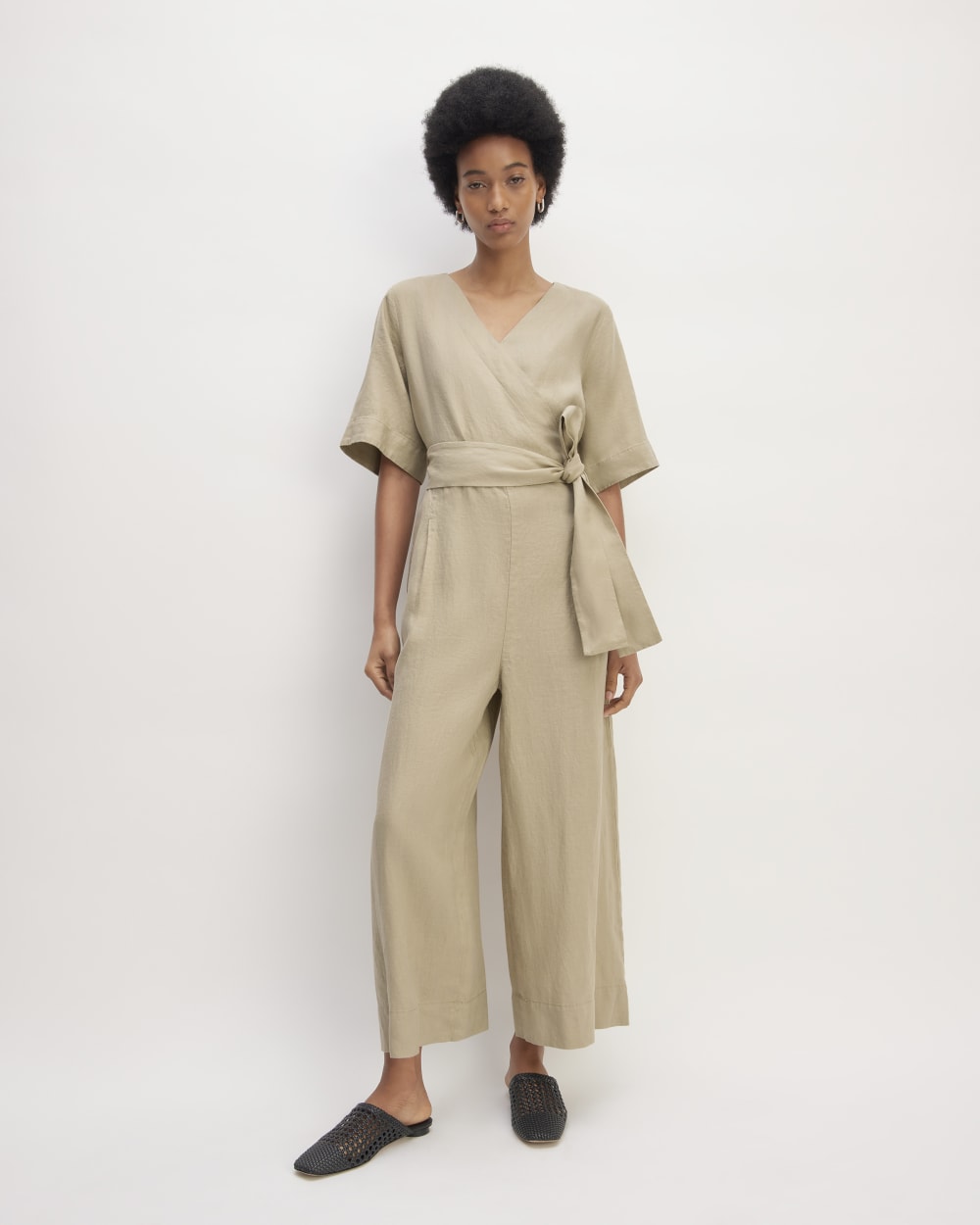 The Wrap Jumpsuit in Linen | Trench Coat Khaki