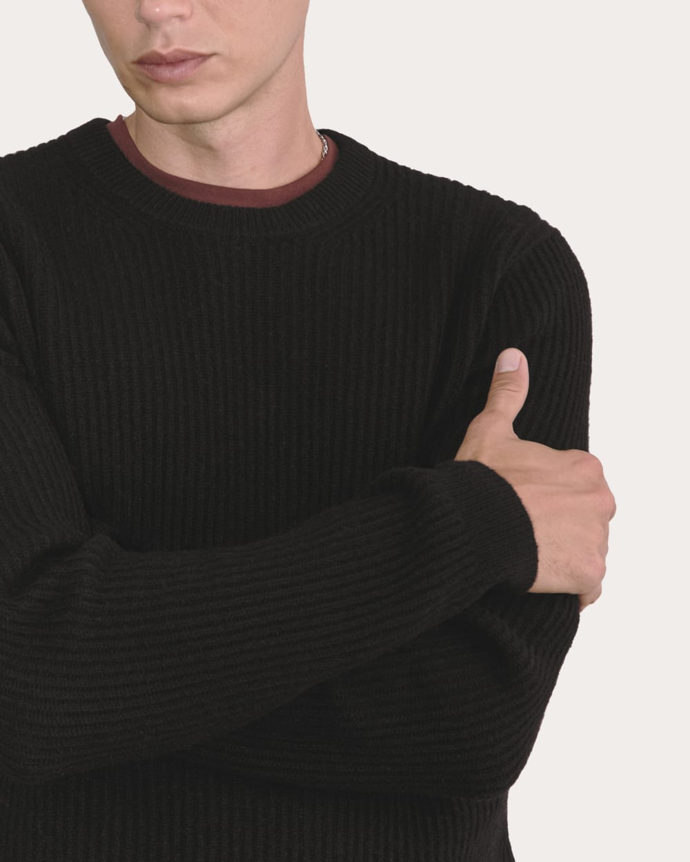 The Fisherman Crew in Wool Cashmere | Black - Image 4