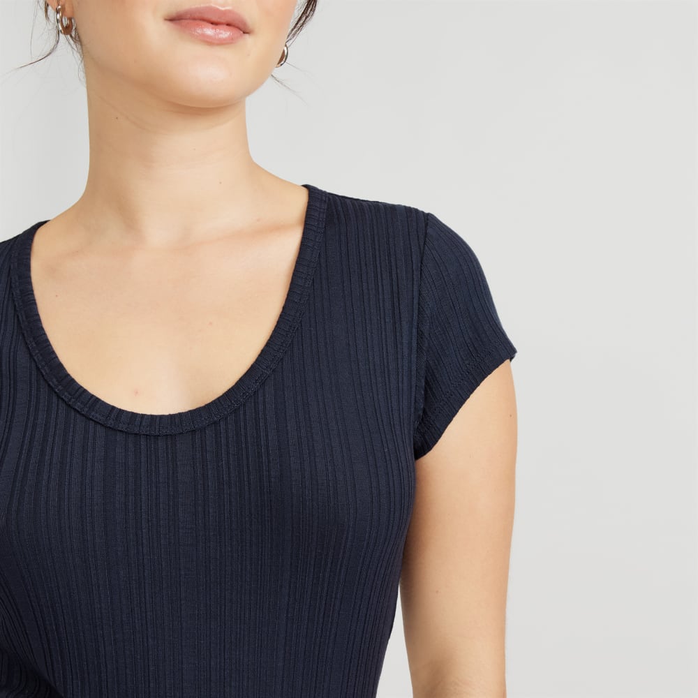 The Rib Soft Knit Scoop-Neck Tee | Navy - Image 4